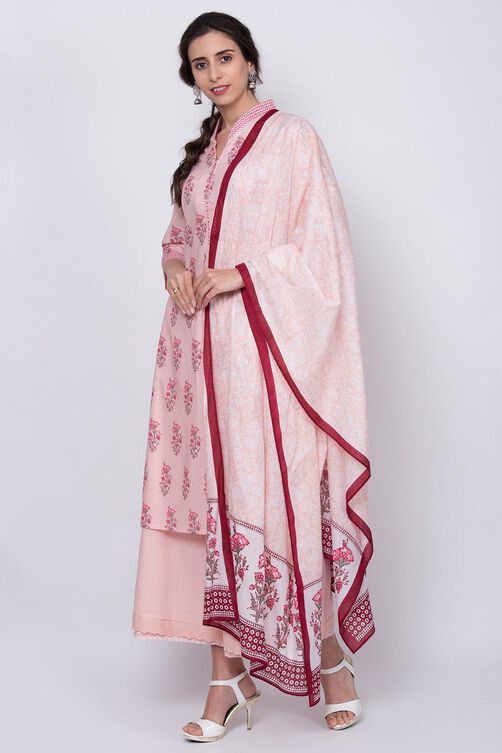 Peach Straight Kurta Palazzo Suit Set image number 0