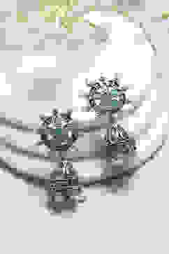 Green Brass Jhumka image number 0