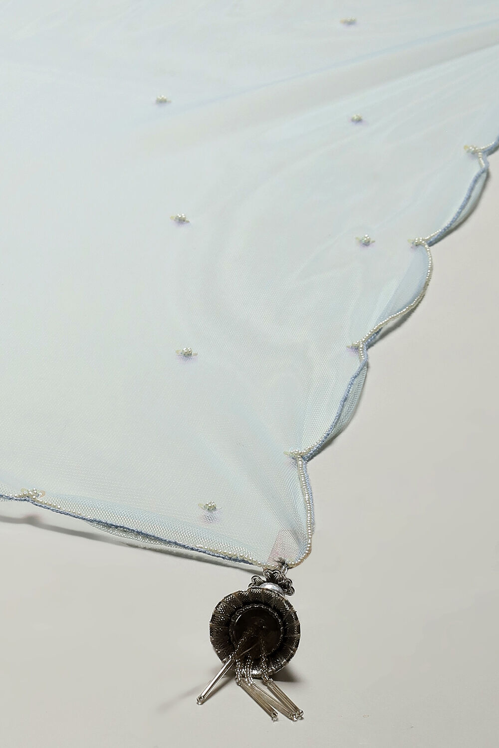 Powder Blue Viscose Short Kurta Skirt Suit Set image number 3