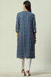 Indigo LIVA Straight Printed Kurta image number 4
