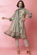 Sage Green Cotton Straight Kurta Slim Pant Suit Set image number 7