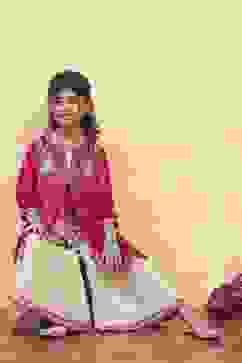 Red Cotton Yarndyed Front open Suit Set image number 0