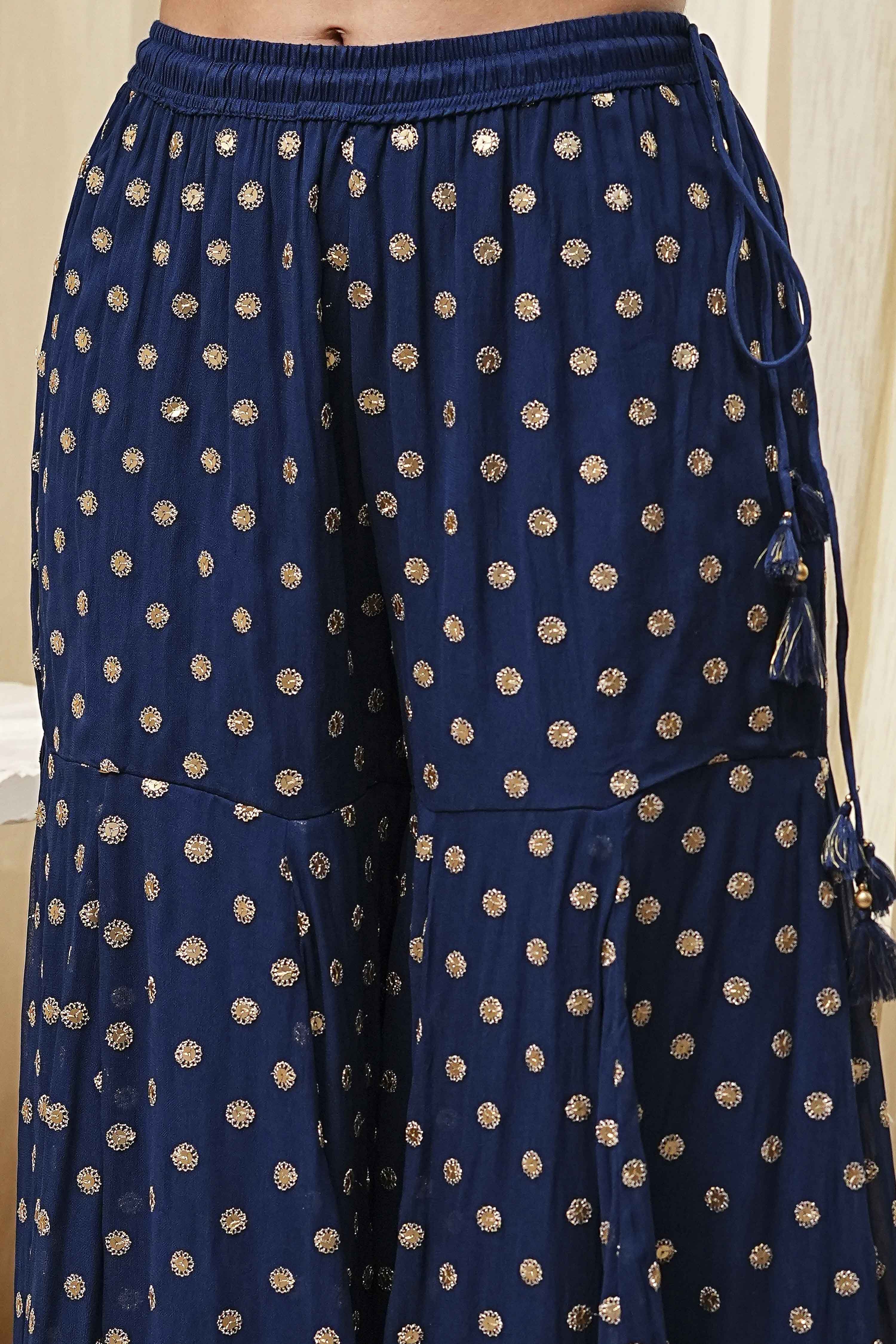 Ivory Georgette Embroidered Peplum Suit Set image number 1