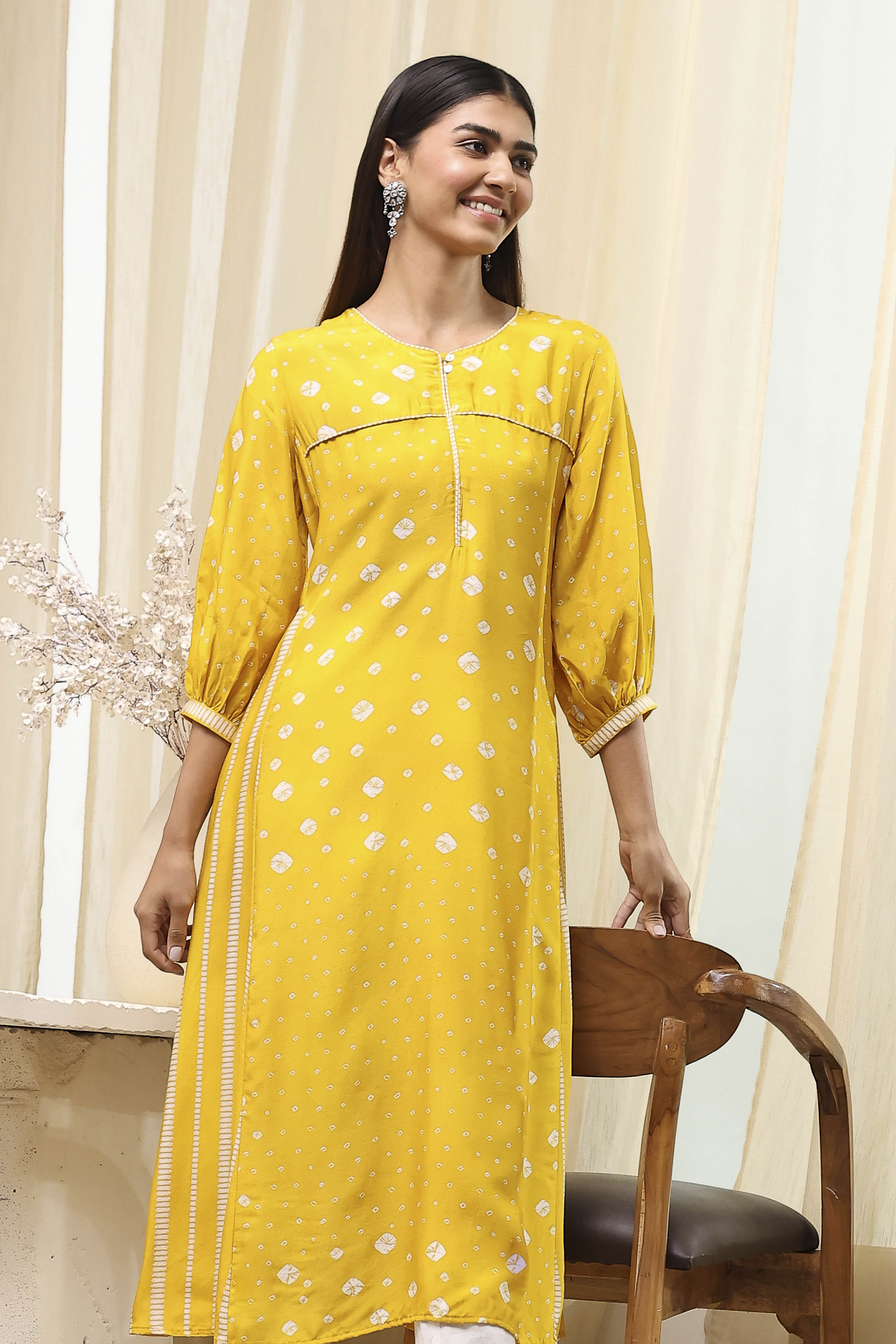Pink Modal Printed A-Line Kurta image number 6