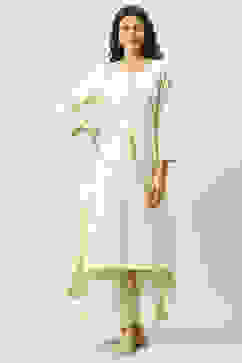 Natural Cotton Asymmetric Set Kurta Palazzo Suit Set image number 3