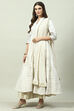 Off White Cotton Anarkali Kurta Lehenga Suit Set image number 5