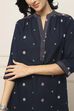 Navy Blue Cotton Polka Dot Straight Kurta image number 1