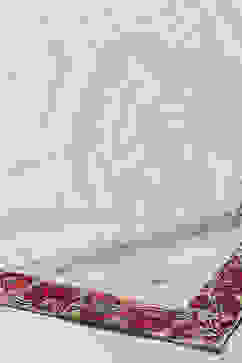 Off White Cotton Layered Printed Kurta Churidar Suit Set image number 2