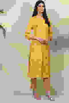 Yellow Straight Viscose Kurta image number 4