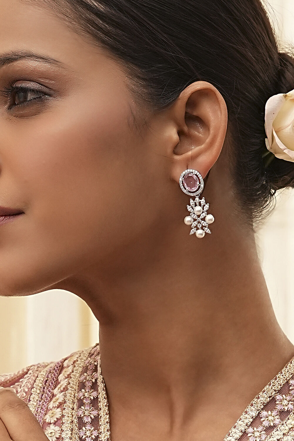 Light Pink Brass Danglers image number 1