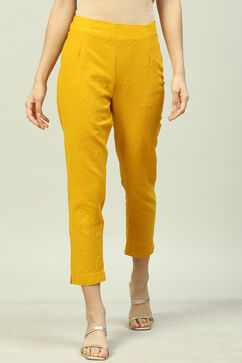 Mustard Cotton Narrow Pant image number 0