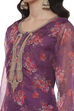 Purple Organza Digital Print Unstitched Suit Set image number 2