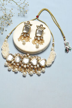 White Gold Brass Necklace Set image number 0