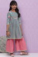Sea Green Cotton Straight Garara Kurta Garara Suit Set image number 5