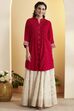 Pink Viscose Blend A Line Kurta