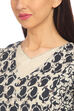 Off White And Navy Front Open Cotton Printed Dress image number 1