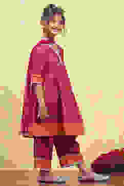 Pink Cotton Printed Tiered Suit Set image number 5