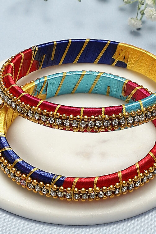 Multicolour Plastic-Thread Bangles image number 1