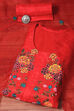 Red Silk Blend Hand Embroidered Unstitched Suit Set image number 0