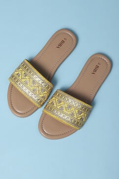 Yellow Embroidered Sandals image number 5