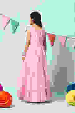 Pink Cotton Blend Gathered Gown image number 4