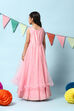 Pink Cotton Blend Gathered Gown image number 4
