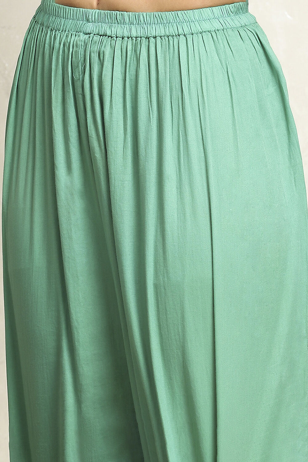 Dull Yellow Chanderi Floral Katha Work Unstitched Suit Set image number 3