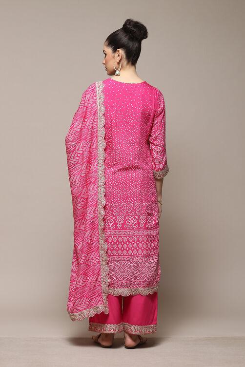 Fuschia Straight Kurta Palazzo Suit Set image number 5