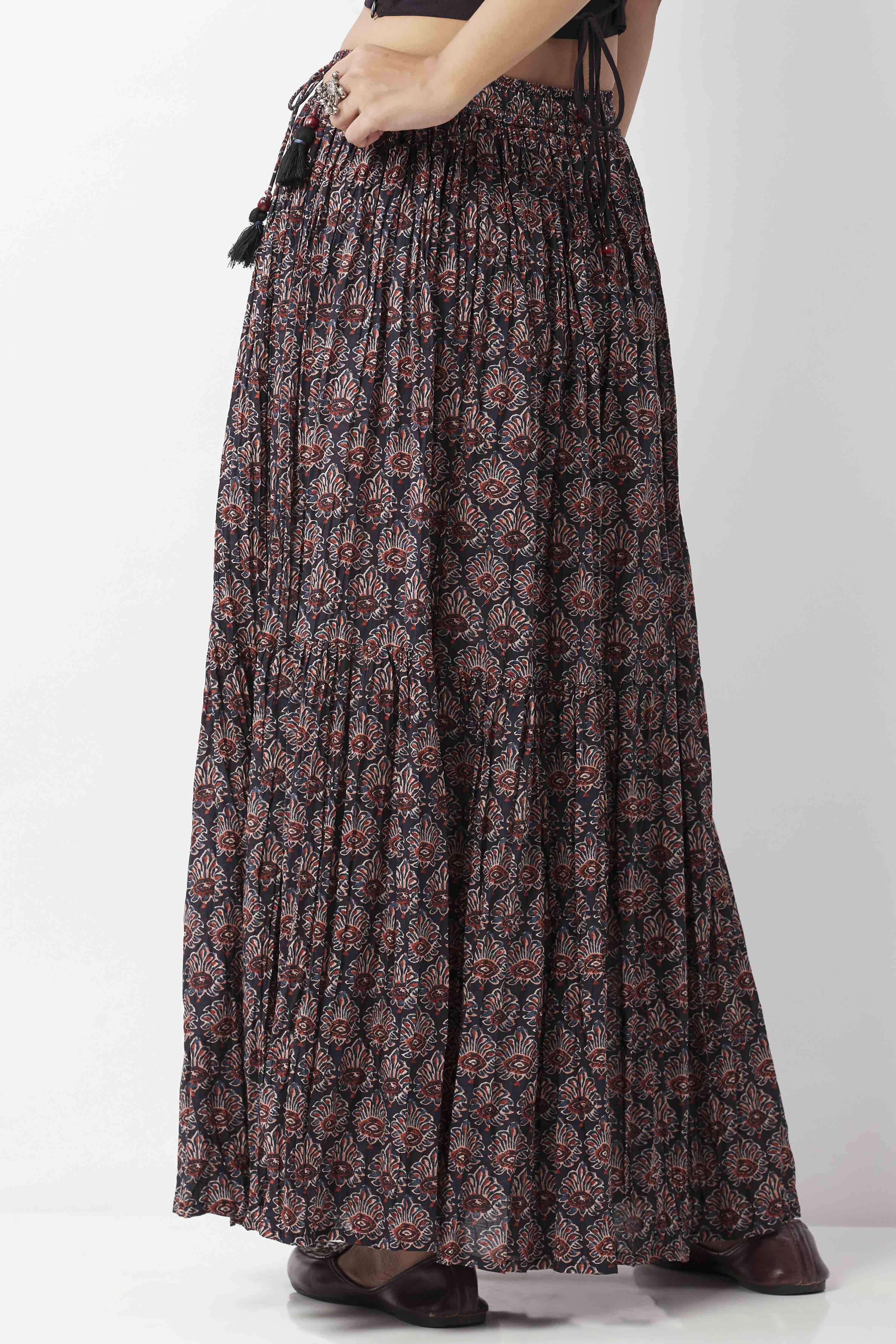 Black Cotton Printed Skirt image number 5