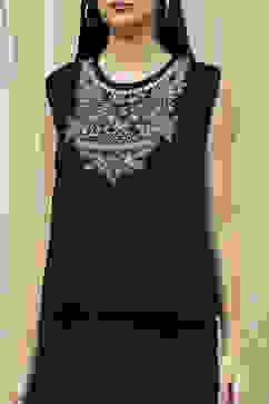 Black Solid Straight Co-ord Set image number 1