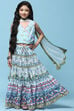 White Cotton Straight Lehenga Set image number 7