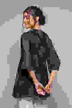 Black Polyester Straight Printed Top image number 5