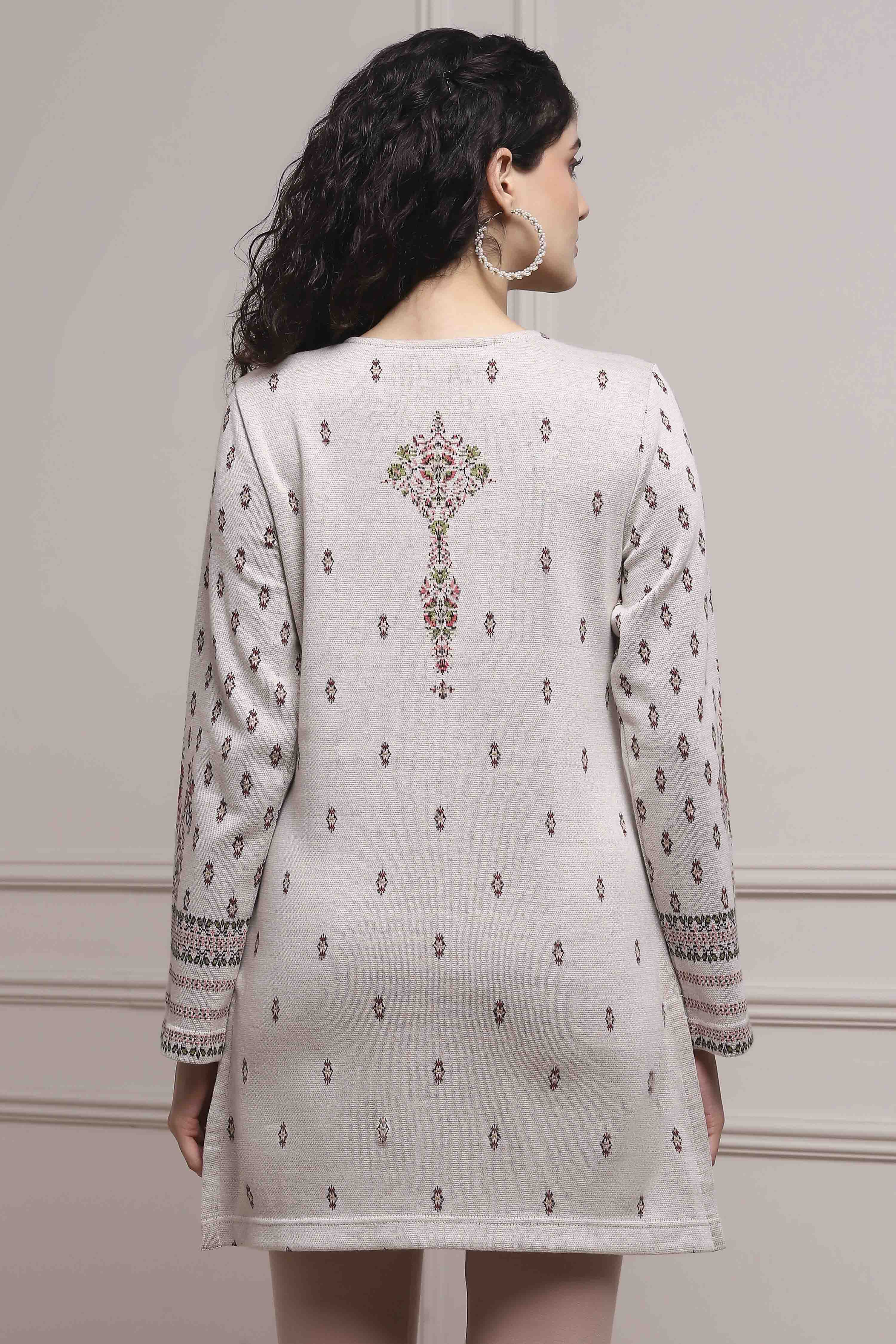 Ivory White Cotton Blend Regular Kurta image number 3