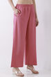 Light Pink Solid Straight Palazzos image number 3