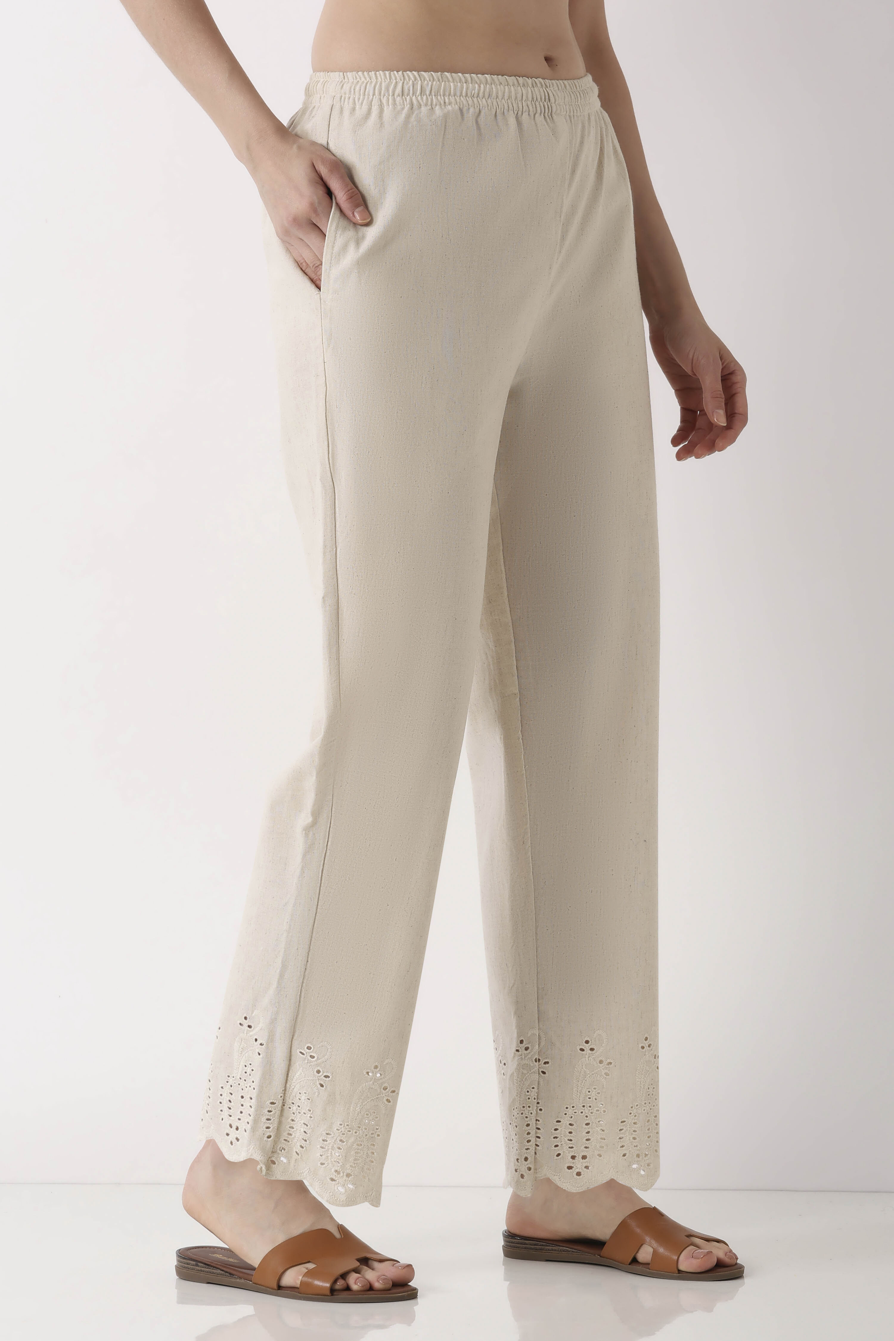 Natural Cotton Blend Straight Pants image number 3