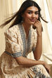 Off-White and Black Cotton Printed Tiered Dress image number 6