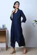 Navy Cotton Straight Kurta Palazzo Suit Set image number 7