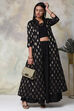 Black Cotton Three Piece Fusion Wear Set image number 5