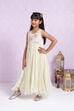 Champagne White Art Silk Flared Gown image number 0
