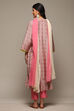 Pink Viscose Gathered Kurta Pants Suit Set image number 4