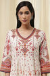 Ecru Cotton Printed Anarkali Suit Set image number 1