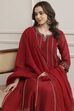 Red Chanderi Kalidar Dyed Suit Set image number 0