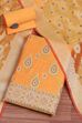 Mustard Poly Silk Banarasi Unstitched Suit Set image number 0
