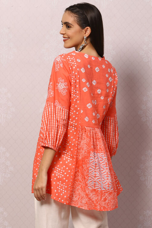 Coral Art Silk Flared Printed Short Kurti image number 4