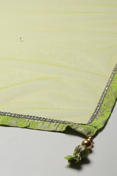 Lime Green Viscose Brocade Straight Kurta Palazzo Suit Set image number 3