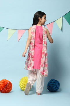 Pink Cotton Blend Straight Kurta Relaxed Salwar Suit Set image number 4