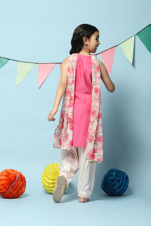 Pink Cotton Blend Straight Kurta Releaxed Salwar Suit Set image number 4