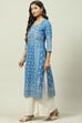 Blue Cotton Straight Kurta image number 2