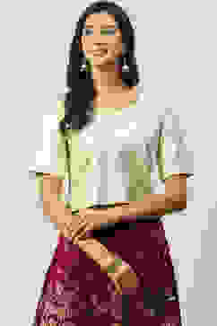 Ecru Art Silk Straight Printed Top image number 0