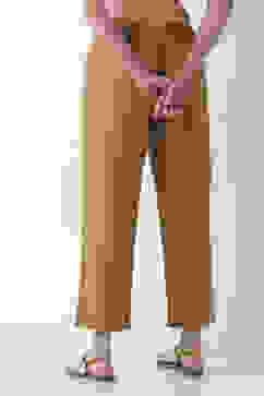 Mustard Viscose Rayon Relaxed Solid Pants image number 5